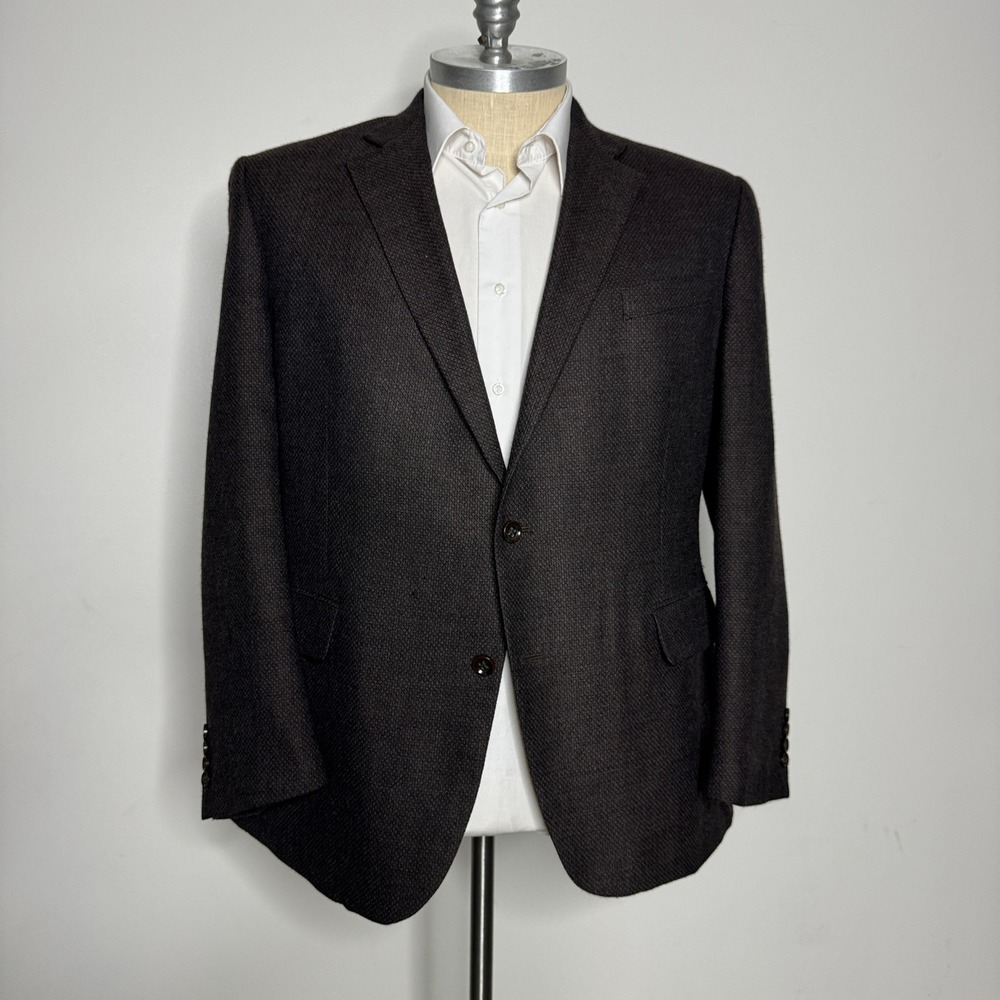 Stafford Mens 46R Brown Textured‎ Two Button Classic Fit Blazer Jacket